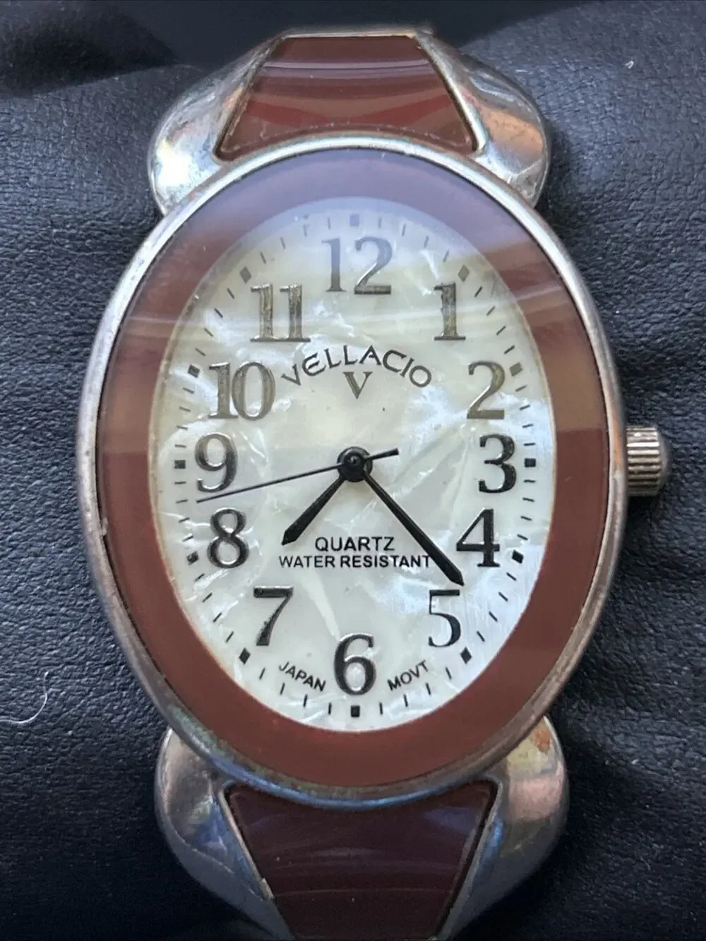 Vellacio Pearl Dial Silver Tone Women’s Cuff Watch